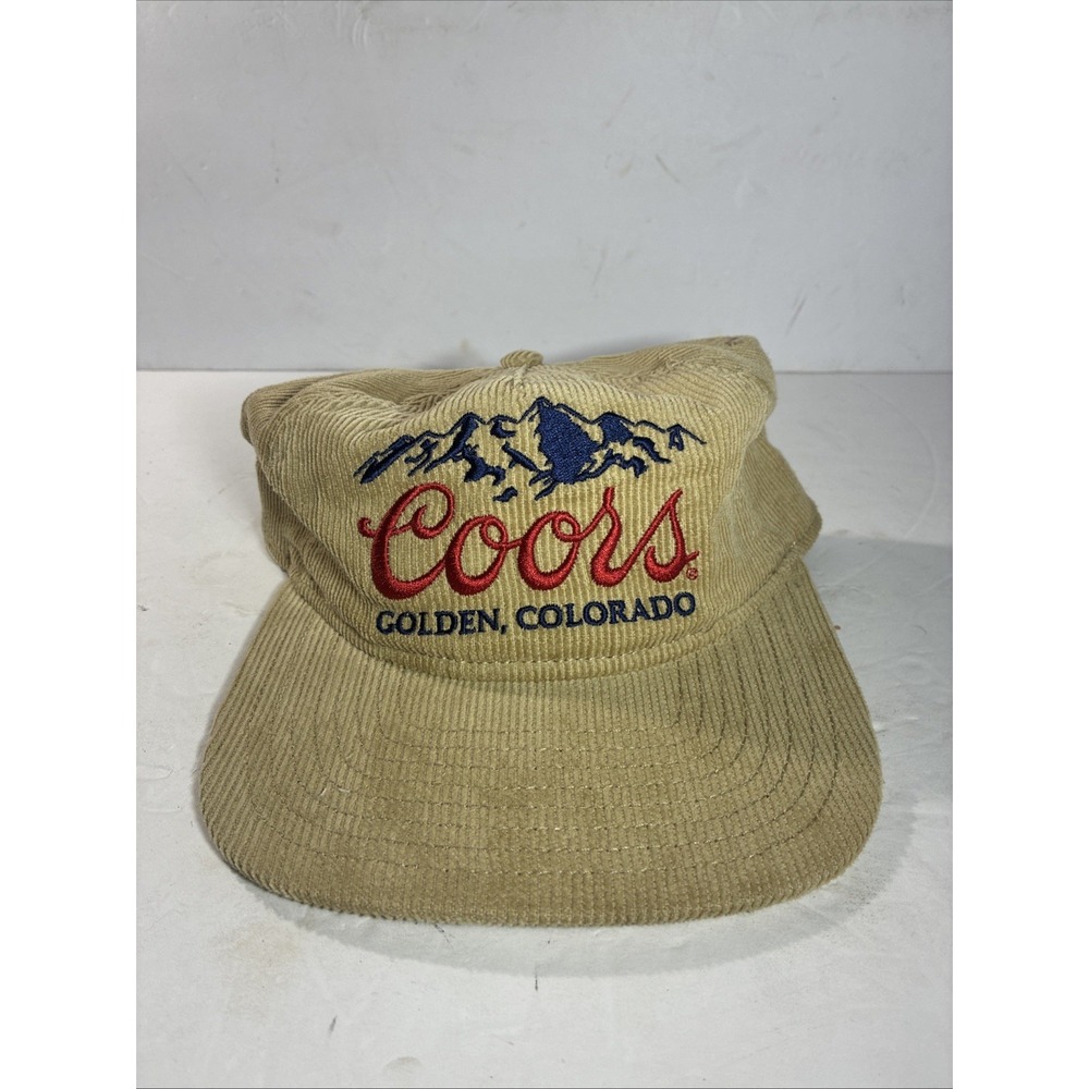 Coors Golden Colorado Corduroy Hat Beige Beer Logo Strapback Cap One Size - Picture 1 of 5